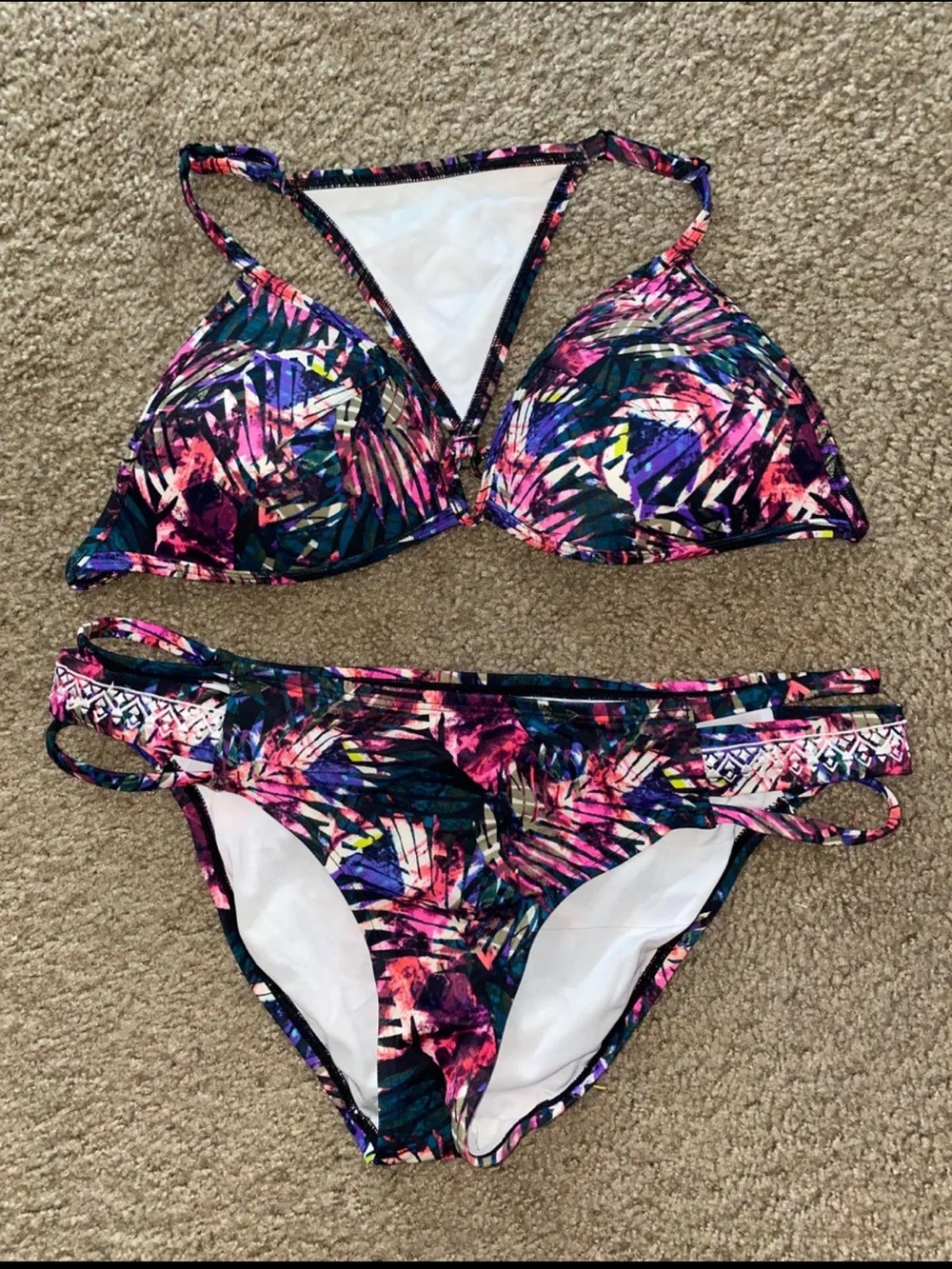 Women's Victoria’s Secret PINK Multi-colored Aztec Tropical Bikini Size M